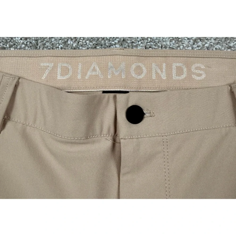 7 Diamonds 7 Pocket Chino Athletic Fit Pants Men's 36x30 Tan Stretch Golf Travel